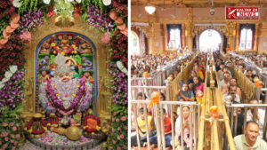 Srikashtabhanjandev Dada was decorated with colorful flowers and had an annakoot of fifty-six bhog sweets