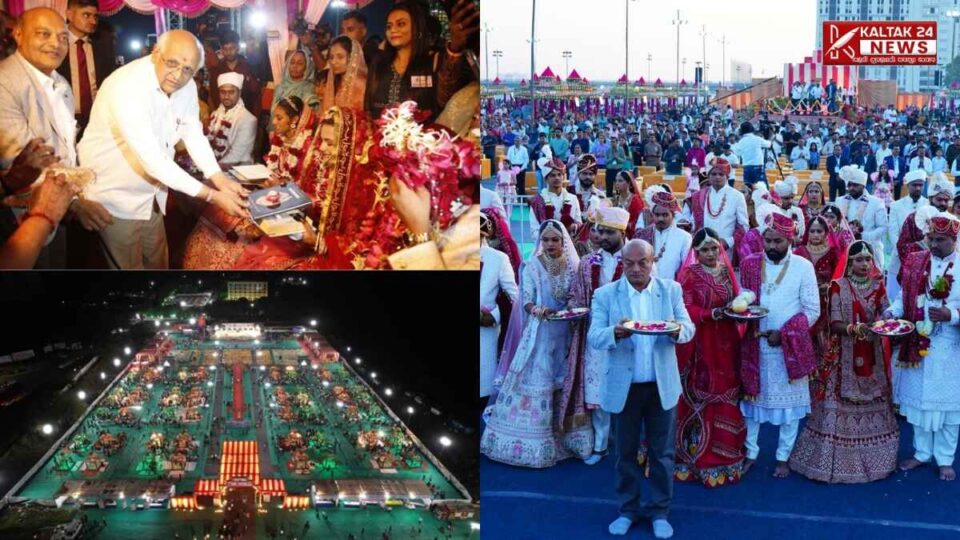 pp-savani-family-organized-a-mass-marriage-of-111-fatherless-daughters-in-the-presence-of-chief-minister-bhupendra-patel-morari-bapu-surat-news